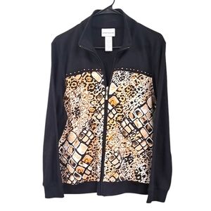 Alfred Dunner Black and Tan Blazer with Bold Design Size 12